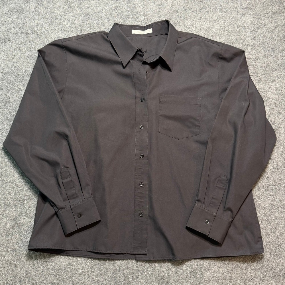 FOXCROFT Black Button Down Shirt Long Sleeve Wrinkle Free Blouse Plus Size 18